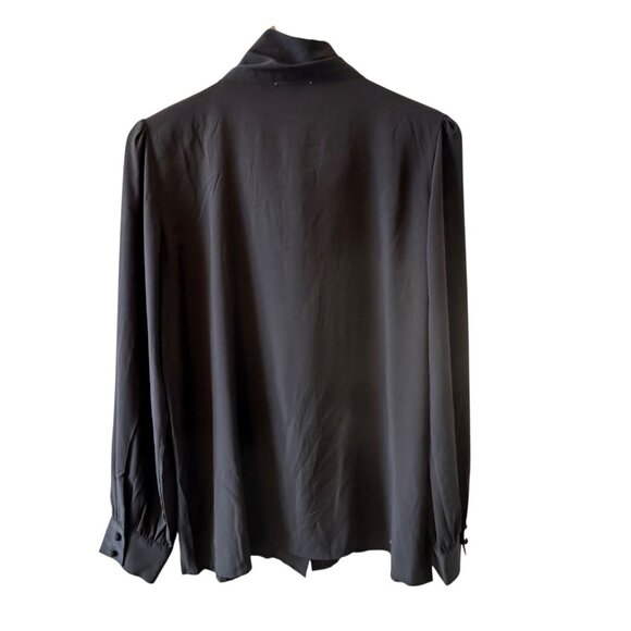 Calvin Klein Black Tie-Neck Blouse Top Size Large Classic Career Workwear - Picture 4 of 5